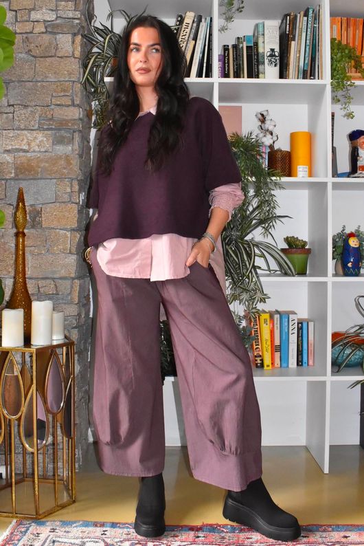 Bennie Quirky Barrel Pant Aubergine